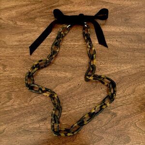 J.Crew | Tortoise Acetate Tortoise Link Grosgrain Necklace | Adjustable